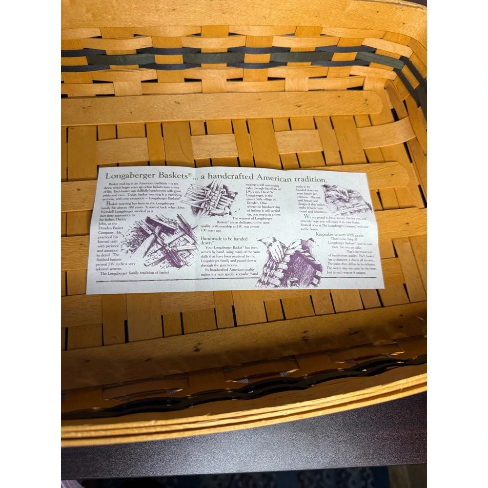 Longaberger 1996 Collectors Club Hostess Serving Tray Basket and Liner